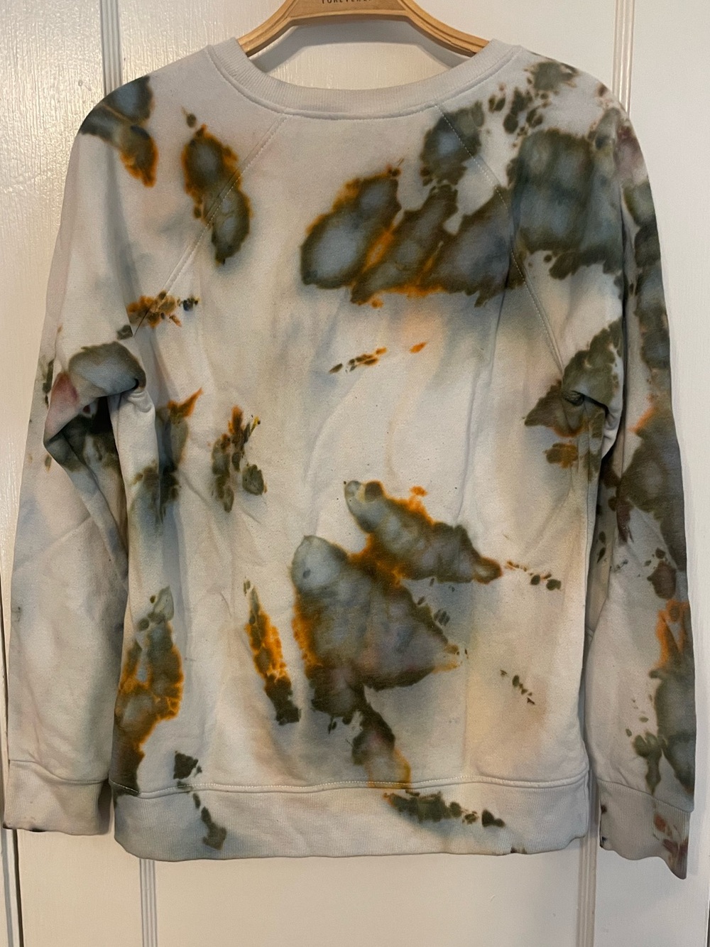 Ice Dyed Earth Tone Tie Dye Multicolor Crewneck Sweatshirt Pullover Womens Small